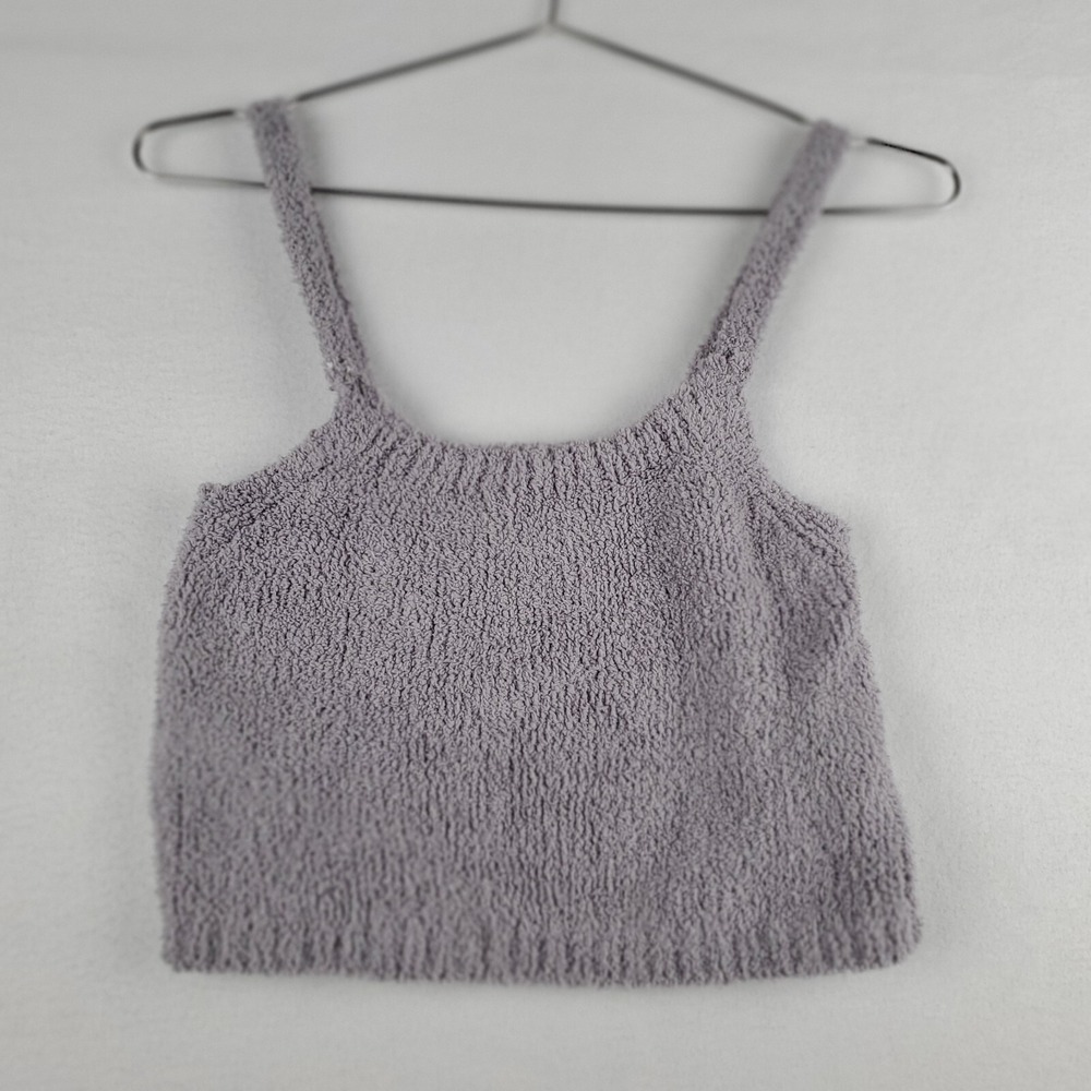 Missguided Tank Top Womens 8 Gray Purple Polyester Cozy Knit Scoop Neck Pullover